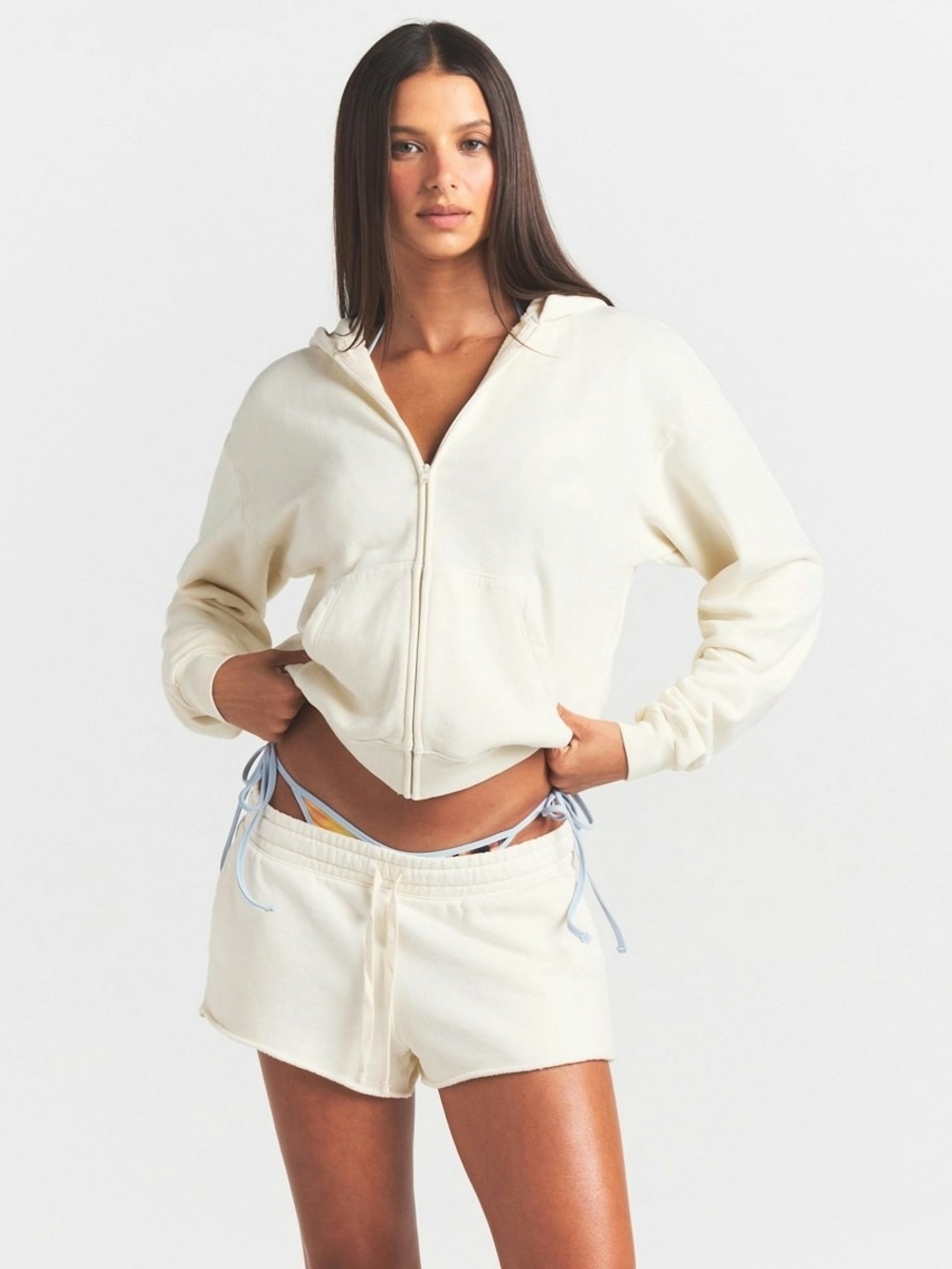 NWT SKIMS French Terry Zip Up Hoodie in Ecru Size Large